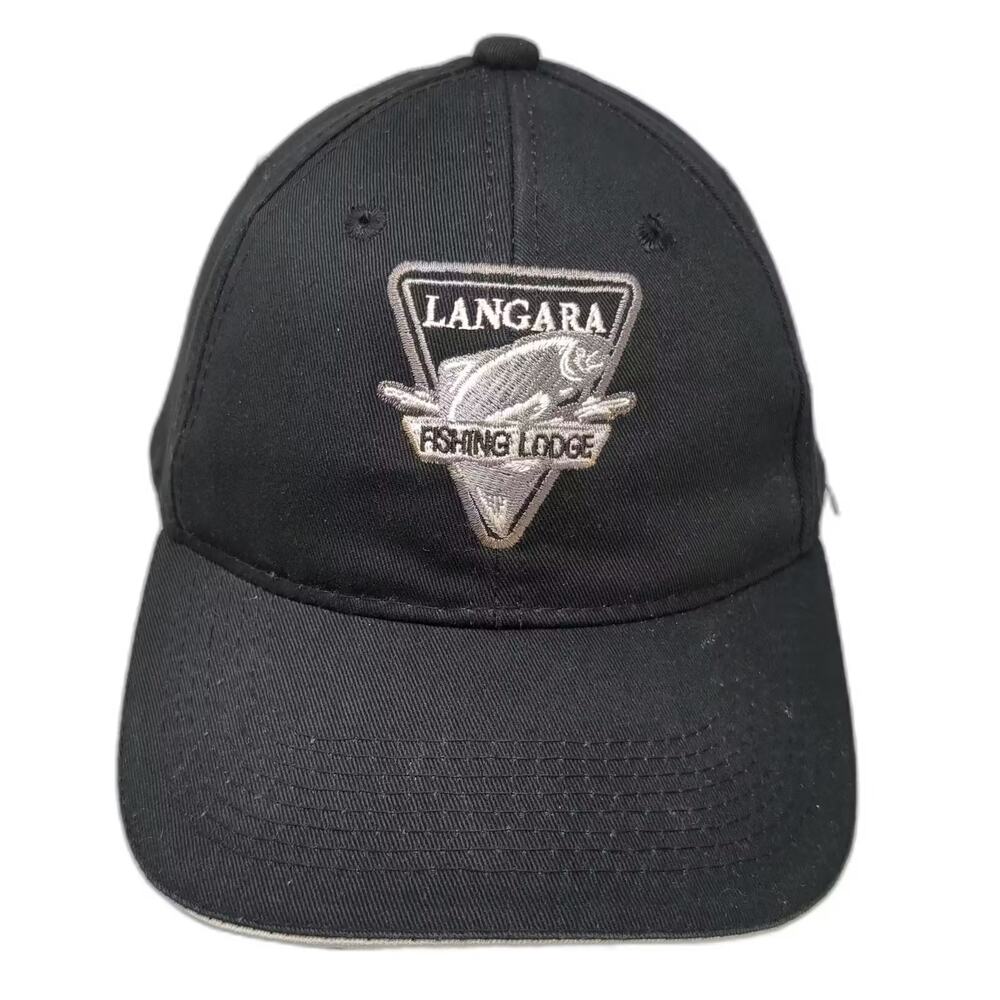 AJM Langara Fishing Lodge Embroidered Black Baseball Cap One Size Cotton Hat
